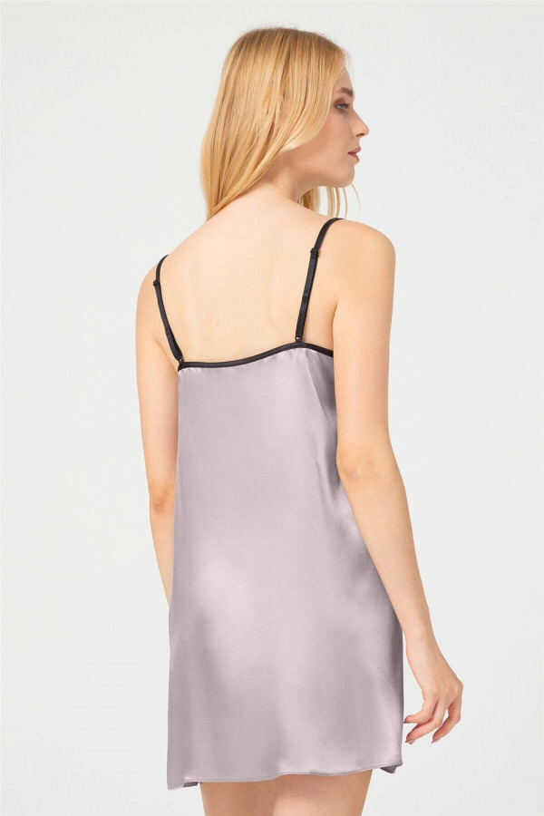 Camasa de noapte din satin si dantela, roz, Cottonhill